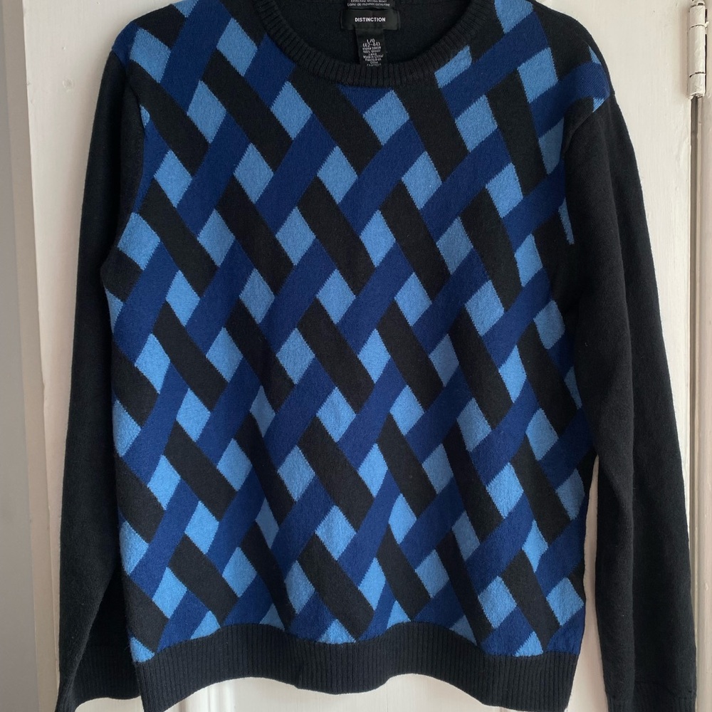 Merino Wool Black and Blue Sweater